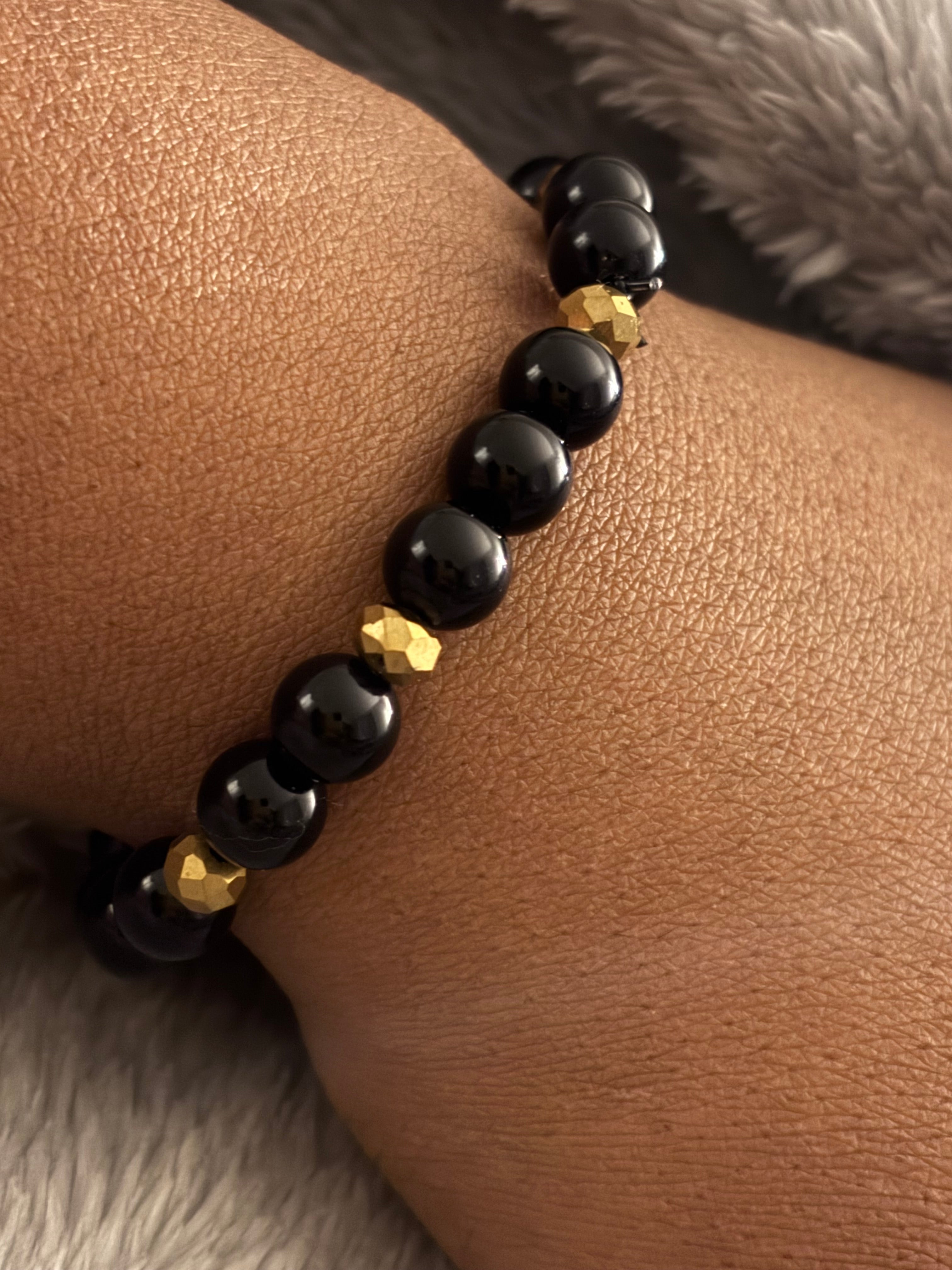 Gold and Black stretch bracelet