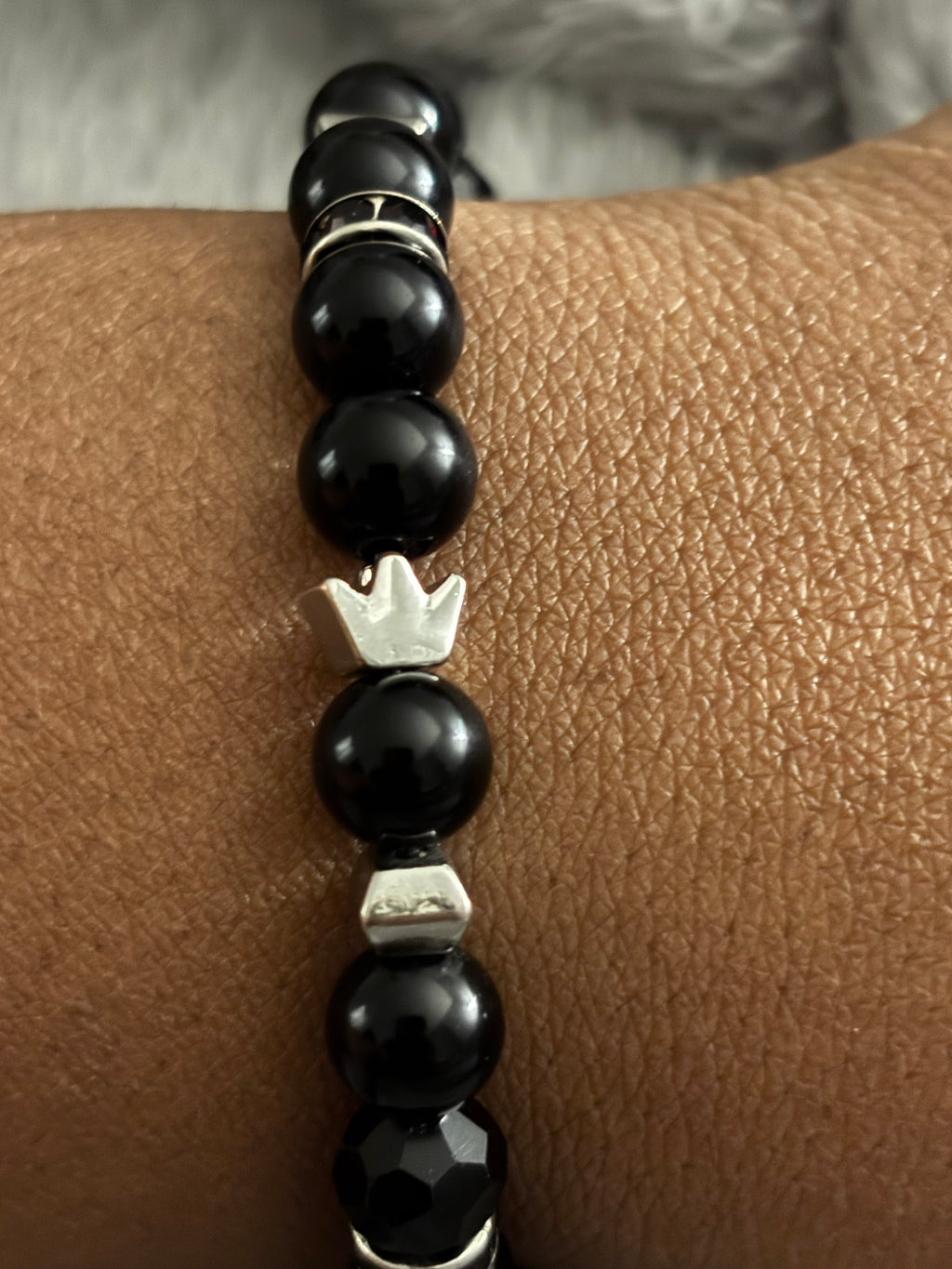 Silver and Black stretch bracelet