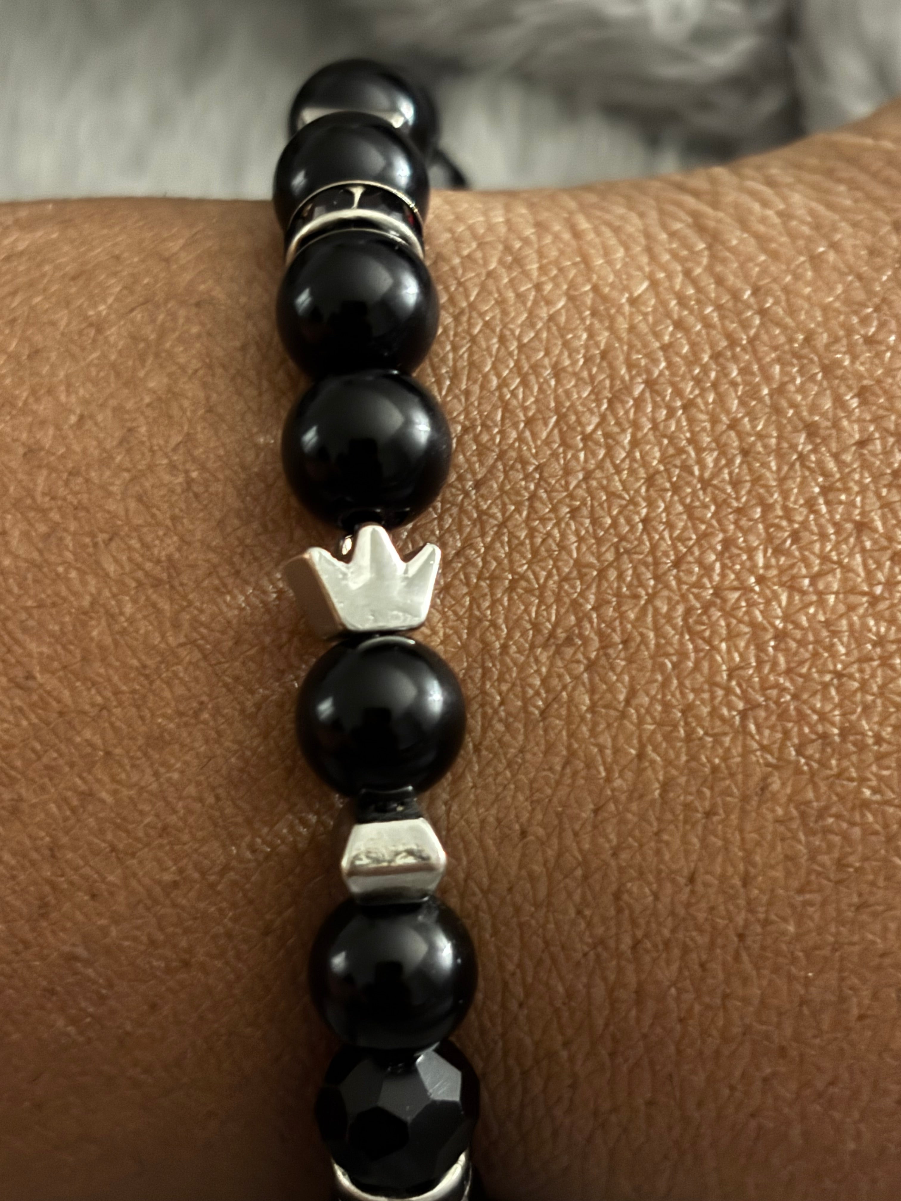 Silver and Black stretch bracelet