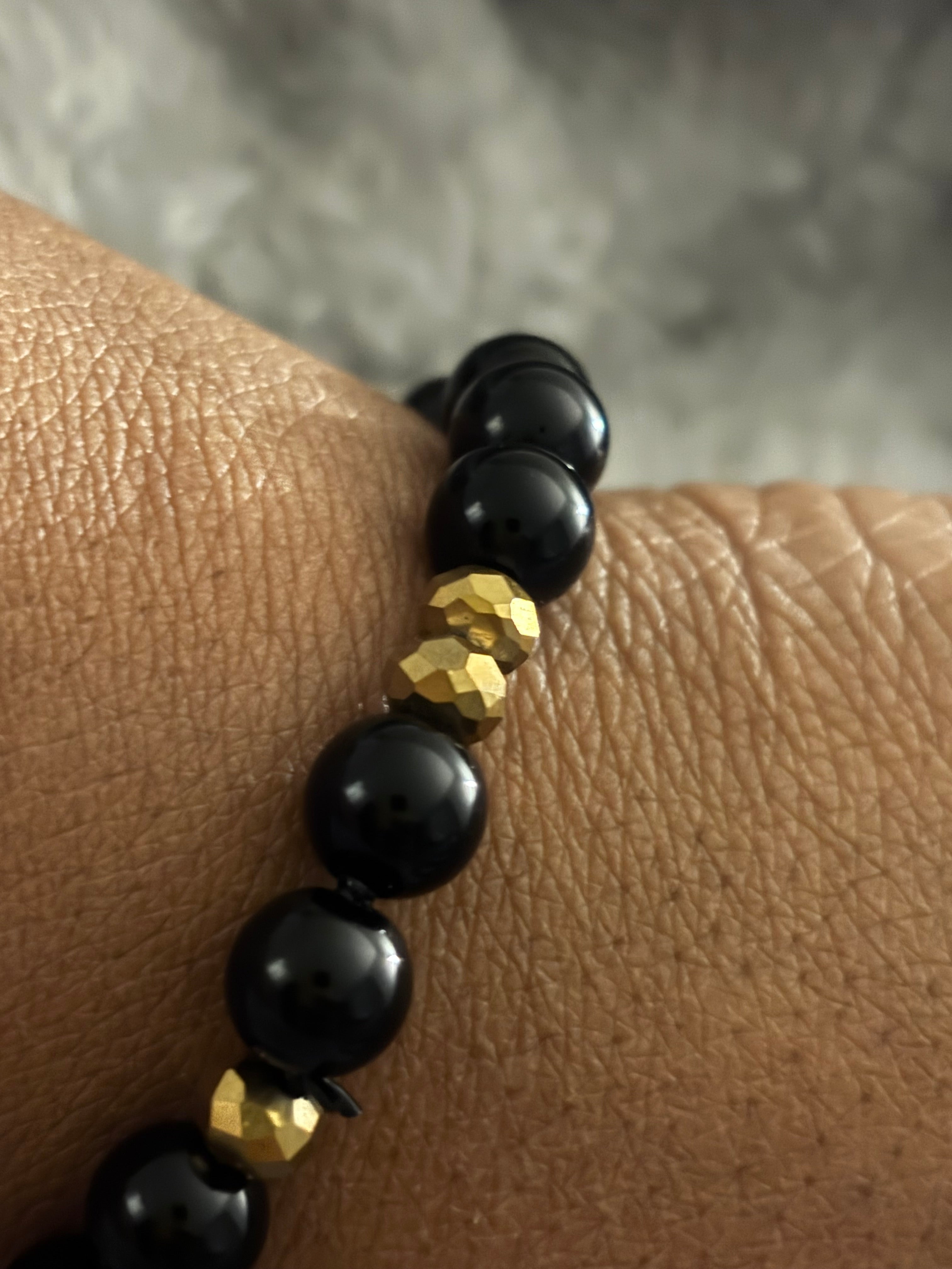 Gold and Black stretch bracelet